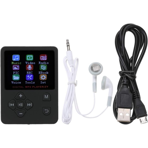 Black portable MP4 music player - 64GB expandable storage | AMV video | Lightweight and portable