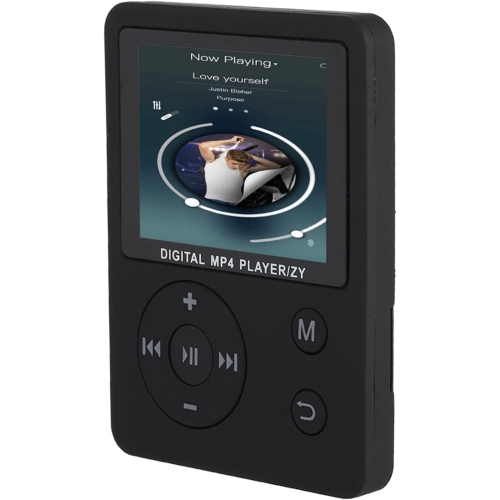 Black portable MP4 music player - 64GB expandable storage | AMV video | Lightweight and portable