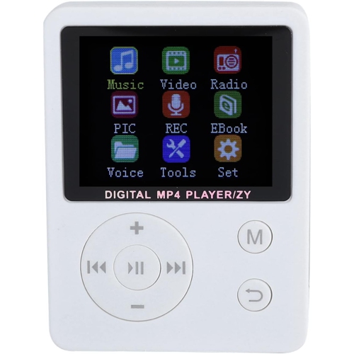 White portable MP4 music player - 64GB expandable storage | AMV video | Lightweight and portable
