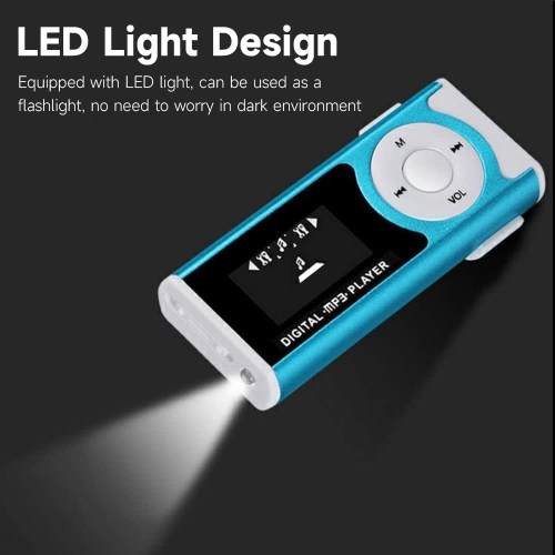 Lecteur de musique MP3 à pince sport Walkman - 8 Go, étanche, avec lampe de poche