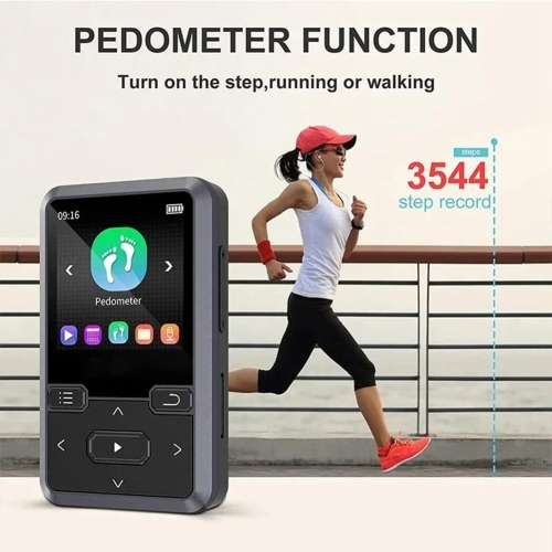 Portable Music Player, Pedometer, FM Clip, Sports MP3 Player, HiFi Lossless Sound Quality, Bluetooth 5.0, 1.44 Inch Music Player - 32GB