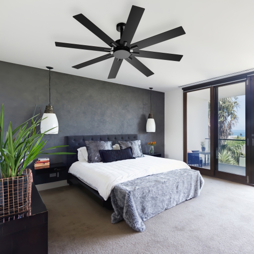 Homsee Ceiling Fans 65.0-in Integrated LED Outdoor Black with Multi-color Blades Ceiling Fan Without Light - Remote Included