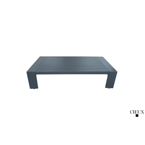 CIEUX Lyon 2 Piece Outdoor Patio Aluminum Metal L-Shaped Sectional Sofa and Coffee Table Set in Midnight Grey with Sunbrella Cushions