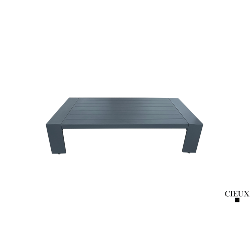 CIEUX Lyon 2 Piece Outdoor Patio Aluminum Metal L-Shaped Sectional Sofa and Coffee Table Set in Midnight Grey with Sunbrella Cushions
