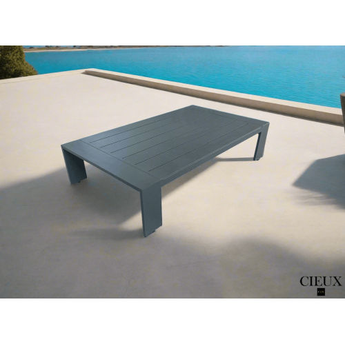 CIEUX  Lyon Outdoor Patio Aluminum Metal Rectangular Coffee Table In Midnight In Grey