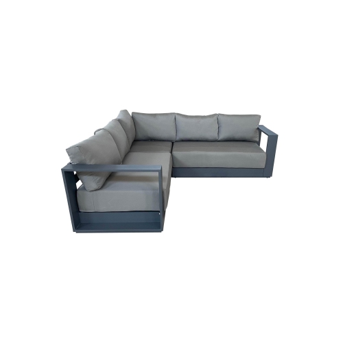 CIEUX Lyon Outdoor Patio Aluminum Metal Corner Sectional Sofa in Midnight Grey with Sunbrella Cushions