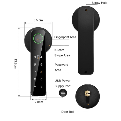 maxxus Electronic Smart Home Door Lock, Wireless Biometric Fingerprint Room, Black