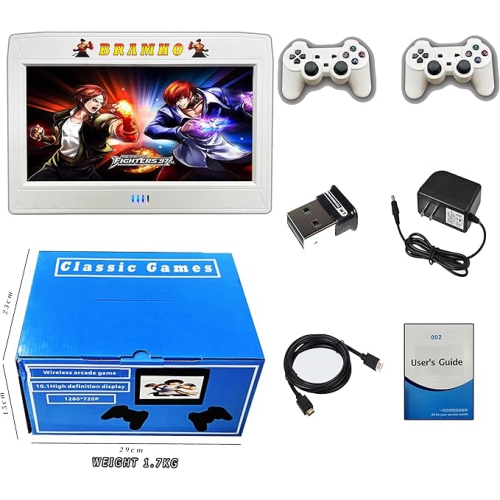 Maxxus Pandora Box 26800 en 1, console de jeu rétro portative avec écran 10&nbsp;po 1280 x 720P, pour 1 à 4 joueurs, blanc