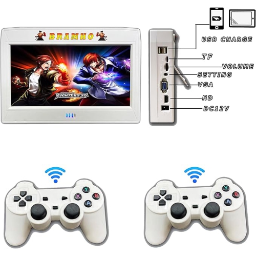 Maxxus Pandora Box 26800 en 1, console de jeu rétro portative avec écran 10&nbsp;po 1280 x 720P, pour 1 à 4 joueurs, blanc