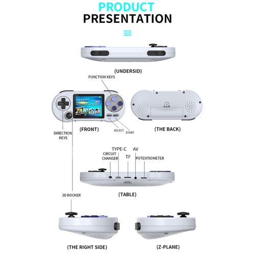 maxxus Portable Arcade Retro Game Console with a 3inch HD Screen, 2000 in 1 Games, White