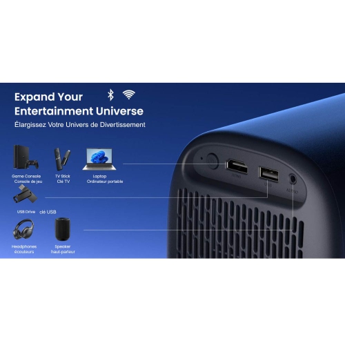 Dangbei N2 Mini Netflix Officially-Licensed Portable Projector, Native 1080P Full HD, 5G Wi-Fi & Bluetooth 5.0 w/STAND