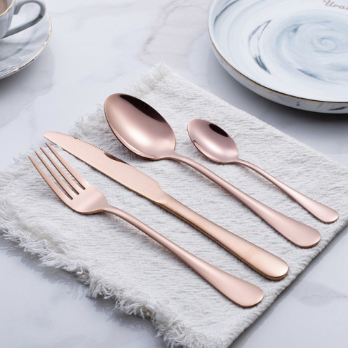 PANDACO Flat Rose Gold Utensils Set