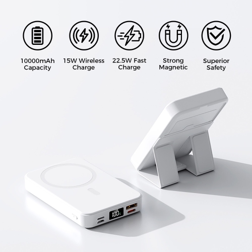10000mAh Portable Magnetic Wireless Charge Power Bank w/ Phones Stand