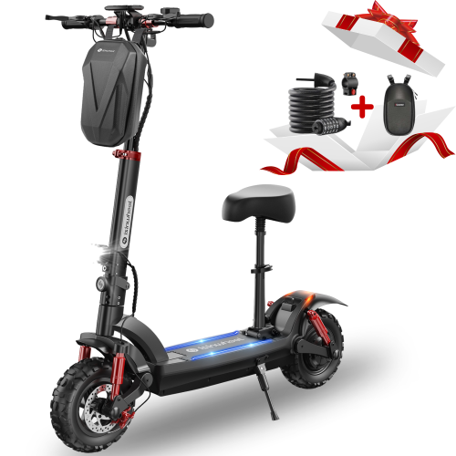 isinwheel GT2 Electric Scooter with Seat(1000W Motor / 45KM Range / 45KM/h Top Speed/11" Off-Road Tires&Dual Shock Absorption/Fornt&Rear Dual