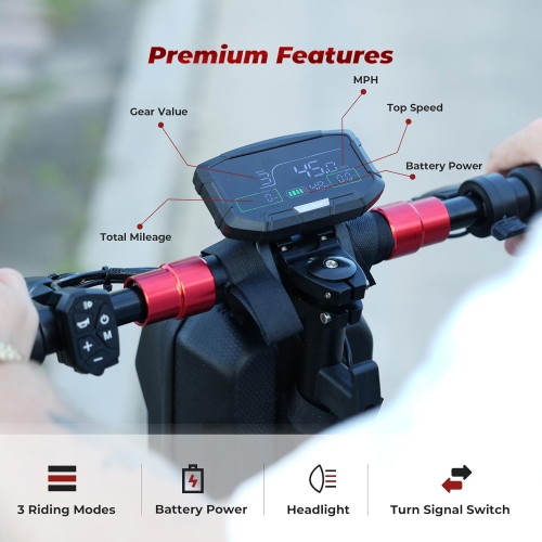 isinwheel GT2 Electric Scooter with Seat(1000W Motor / 45KM Range / 45KM/h Top Speed/11" Off-Road Tires&Dual Shock Absorption/Fornt&Rear Dual