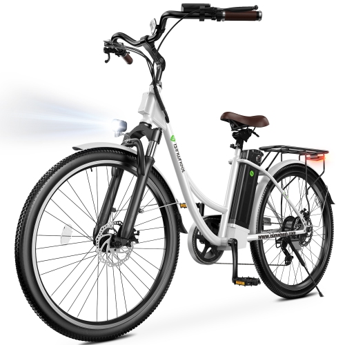isinwheel U2 Electric Bike with basket(500W Motor/ 90KM Range/ 32KM/h Top Speed/26" Tires/Shimano 7 Speed/Dual Suspension/UL 2271/2789 Certified) -