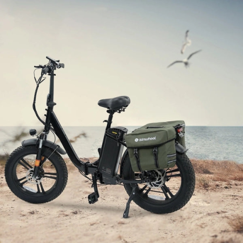 isinwheel U7 Adults Electric Cargo Bike with Pannier Bag(500W Motor/ 80KM Range/ 32KM/h Top Speed/20"×3.0 Fat Tire/48V 10.4h/UL2849 & CFR1512