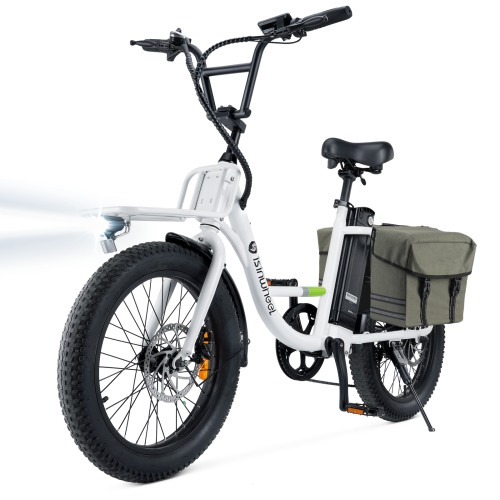 Image 1 de 9.. isinwheel U7 Adults Electric Cargo Bike with Pannier Bag(500W Motor/ 80KM Range/ 32KM/h Top Speed/20"×3.0 Fat Tire/48V 10.4h/UL2849 & CFR1512