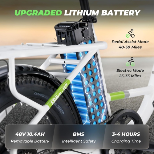 isinwheel U7 Adults Electric Cargo Bike with Pannier Bag(500W Motor/ 80KM Range/ 32KM/h Top Speed/20"×3.0 Fat Tire/48V 10.4h/UL2849 & CFR1512