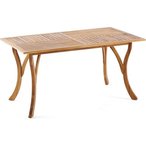 YOULIGHTS 59 Inch Rectangular Solid Wood Table Dining Table,Teak Finish for Outdoor & indoor