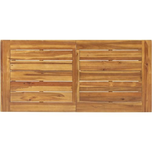 YOULIGHTS Acacia Wood Metal Base Dining Table, Modern Industrial Teak Table, Suitable for Indoor and Outdoor Use