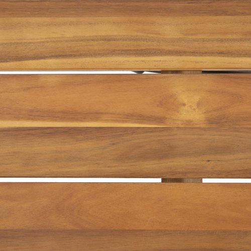 YOULIGHTS Acacia Wood Metal Base Dining Table, Modern Industrial Teak Table, Suitable for Indoor and Outdoor Use