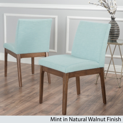 YOULIGHTS Mid-Century Modern Style Mint Walnut Finish Dining Room Chairs,Set of 2 Wood Frame Armless Design | All Season Pretty Cocoa Shade, Durable