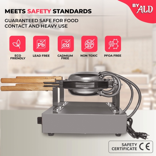 AR-HES30-2 Bubble Waffle Maker | Manual Thermostat | Hexagon Shape Egg Waffle Machine | 2 Large Hong Kong Waffles | 110V