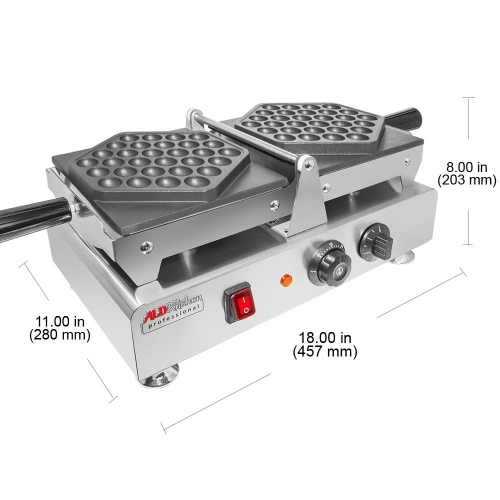 AP-113 Bubble Waffle Maker Machine | Swing Type Bubble Waffle Iron | Improved Manual Thermostat | Nonstick Coating | 110V