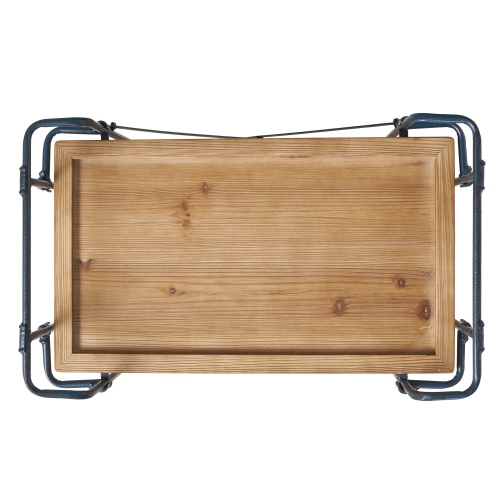 YOULIGHTS Pipe Cart - Rustic style, two-tier serving cart with hardwood shelves and iron rack and two spacious open shelves for patio, kitchen