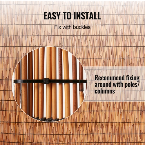 Clôture à roseaux naturelle VEVOR 5.5&nbsp;pi x 16.4&nbsp;pi, rideau en toile à roseau pour balcon pour terrasse extérieure, clôture décorative pour