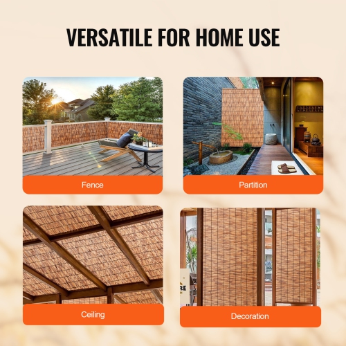Clôture à roseaux naturelle VEVOR 5.5&nbsp;pi x 16.4&nbsp;pi, rideau en toile à roseau pour balcon pour terrasse extérieure, clôture décorative pour
