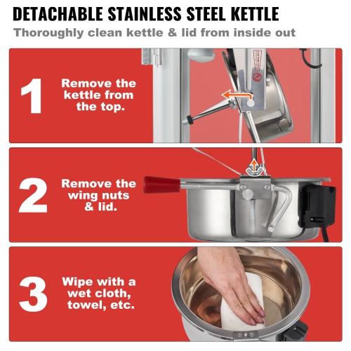 VEVOR 850W Popcorn Maker, Popcorn Popper Machine, 8 Oz Kettle Makes 48 Cups per Batch, Countertop Popcorn Maker with Tempered Glass, Includes 4