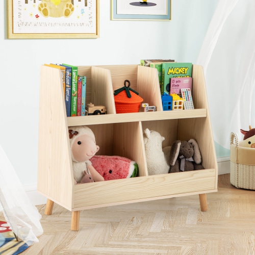 Bibliothèque de rangement en bois à 5 cubes pour enfants avec pattes en bois de Costway