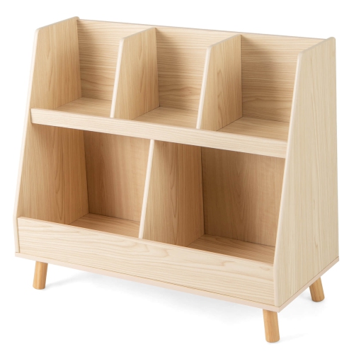 Bibliothèque de rangement en bois à 5 cubes pour enfants avec pattes en bois de Costway