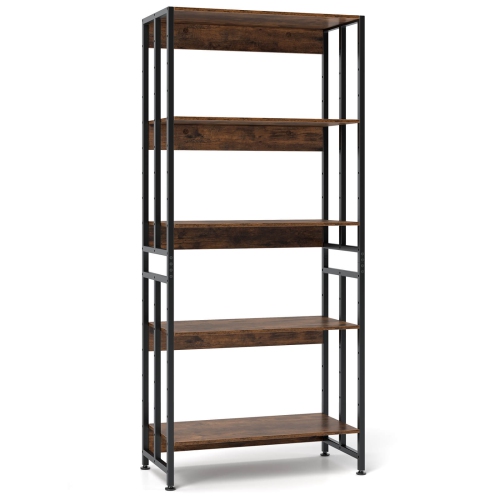 Costway 2 PCS 5 Tier Bookshelf 62" Tall Bookcase with Tiltable Shelves Display Storage Rack