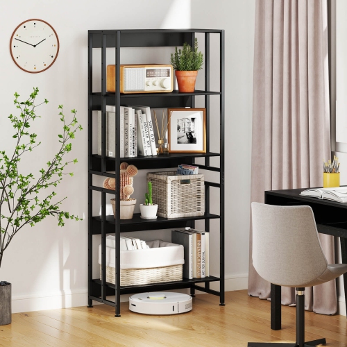 Costway 2 PCS 5 Tier Bookshelf 62" Tall Bookcase with Tiltable Shelves Display Storage Rack