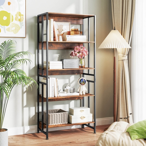 Costway 1 PCS 5 Tier Bookshelf 62" Tall Bookcase with Tiltable Shelves Display Storage Rack