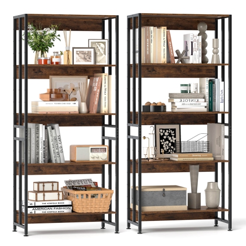 Costway 1 PCS 5 Tier Bookshelf 62" Tall Bookcase with Tiltable Shelves Display Storage Rack
