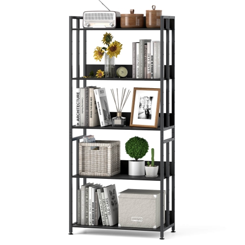 Costway 1 PCS 5 Tier Bookshelf 62" Tall Bookcase with Tiltable Shelves Display Storage Rack