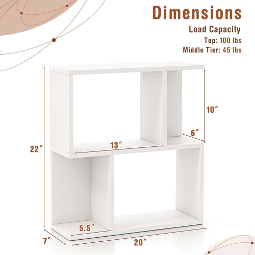 Costway 1 PCS 3-Tier Bookshelf Geometric Bookcase Side Table with Open Storage Display Shelf