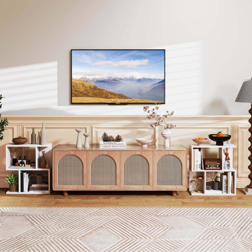 Costway 1 PCS 3-Tier Bookshelf Geometric Bookcase Side Table with Open Storage Display Shelf