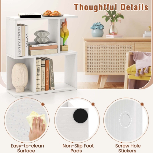 Costway 1 PCS 3-Tier Bookshelf Geometric Bookcase Side Table with Open Storage Display Shelf