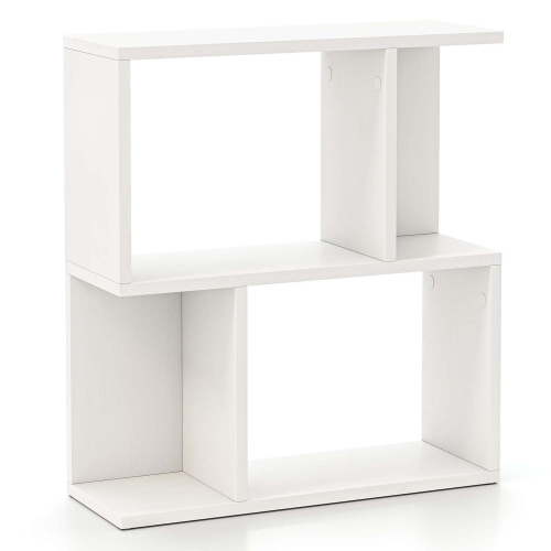 Costway 1 PCS 3-Tier Bookshelf Geometric Bookcase Side Table with Open Storage Display Shelf