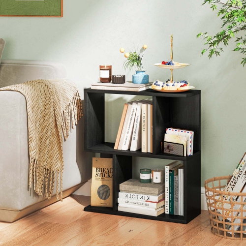 Costway 1 PCS 3-Tier Bookshelf Geometric Bookcase Side Table with Open Storage Display Shelf
