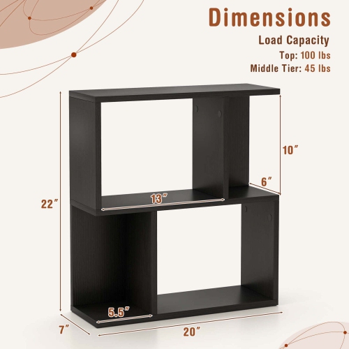 Costway 1 PCS 3-Tier Bookshelf Geometric Bookcase Side Table with Open Storage Display Shelf