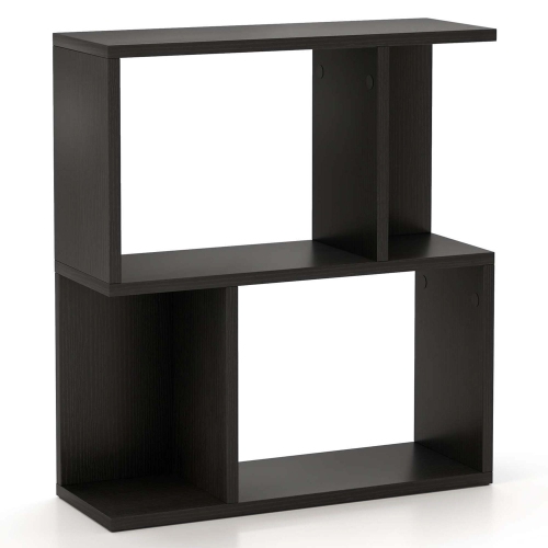 Costway 1 PCS 3-Tier Bookshelf Geometric Bookcase Side Table with Open Storage Display Shelf