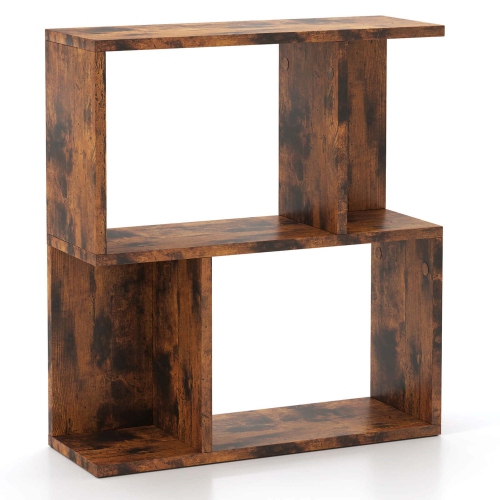 Costway 1 PCS 3-Tier Bookshelf Geometric Bookcase Side Table with Open Storage Display Shelf