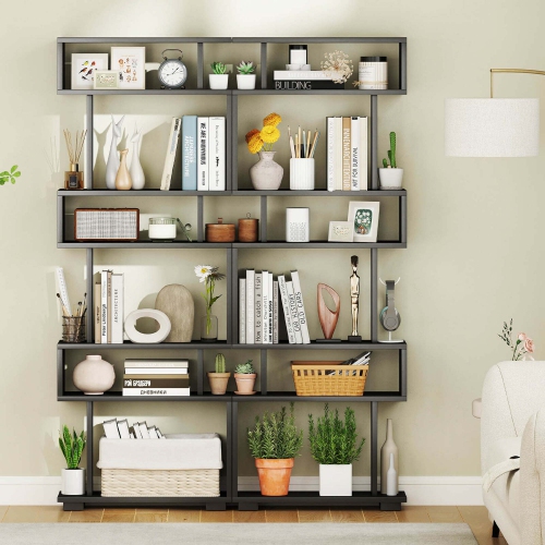 Costway 1 PCS Bookcase 6-Tier Bookshelf with Anti-Tipping Kit Freestanding Display Shelf Black/White/Brown