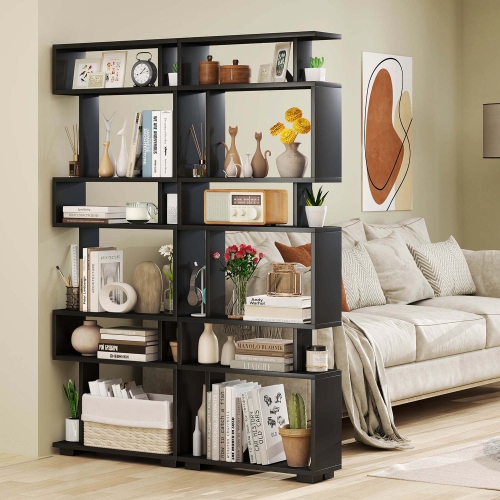 Costway 1 PCS Bookcase 6-Tier Bookshelf with Anti-Tipping Kit Freestanding Display Shelf Black/White/Brown